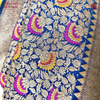 Handloom Katan Silk Meenakari Jaal Neelgiri Saree